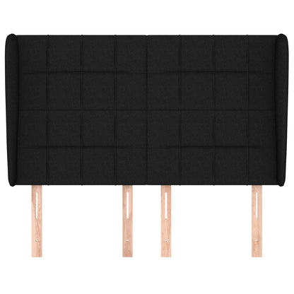 Hoofdbord met randen 147x23x118/128 cm stof zwart 147 x 23 x 118/128 cm Zwart