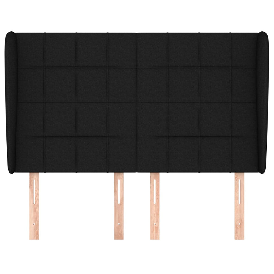 Hoofdbord met randen 147x23x118/128 cm stof zwart 147 x 23 x 118/128 cm Zwart