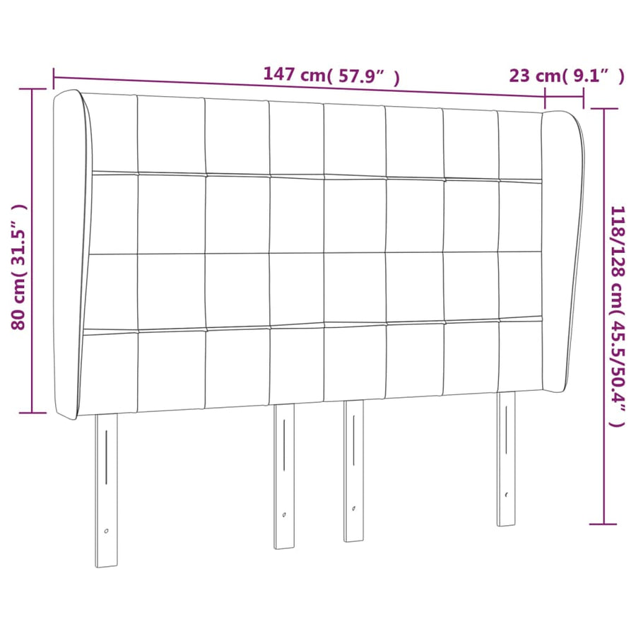 Hoofdbord met randen 147x23x118/128 cm stof donkerbruin 147 x 23 x 118/128 cm Donkerbruin