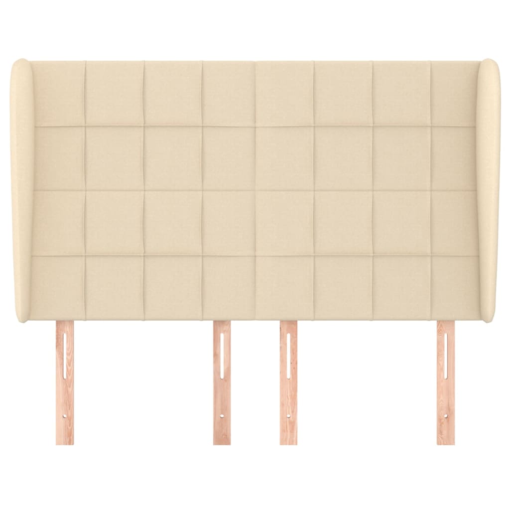 Hoofdbord met randen 147x23x118/128 cm stof crèmekleurig 147 x 23 x 118/128 cm Crème