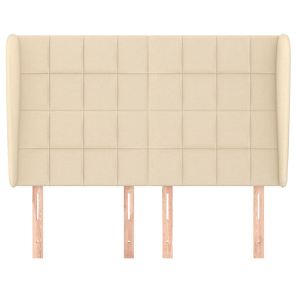 Hoofdbord met randen 147x23x118/128 cm stof crèmekleurig 147 x 23 x 118/128 cm Crème