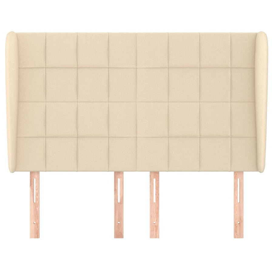 Hoofdbord met randen 147x23x118/128 cm stof crèmekleurig 147 x 23 x 118/128 cm Crème