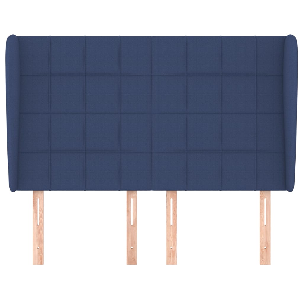 Hoofdbord met randen 147x23x118/128 cm stof blauw 147 x 23 x 118/128 cm Blauw