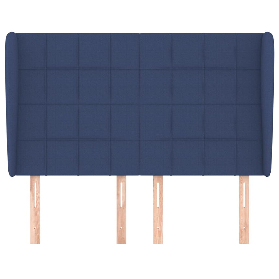 Hoofdbord met randen 147x23x118/128 cm stof blauw 147 x 23 x 118/128 cm Blauw
