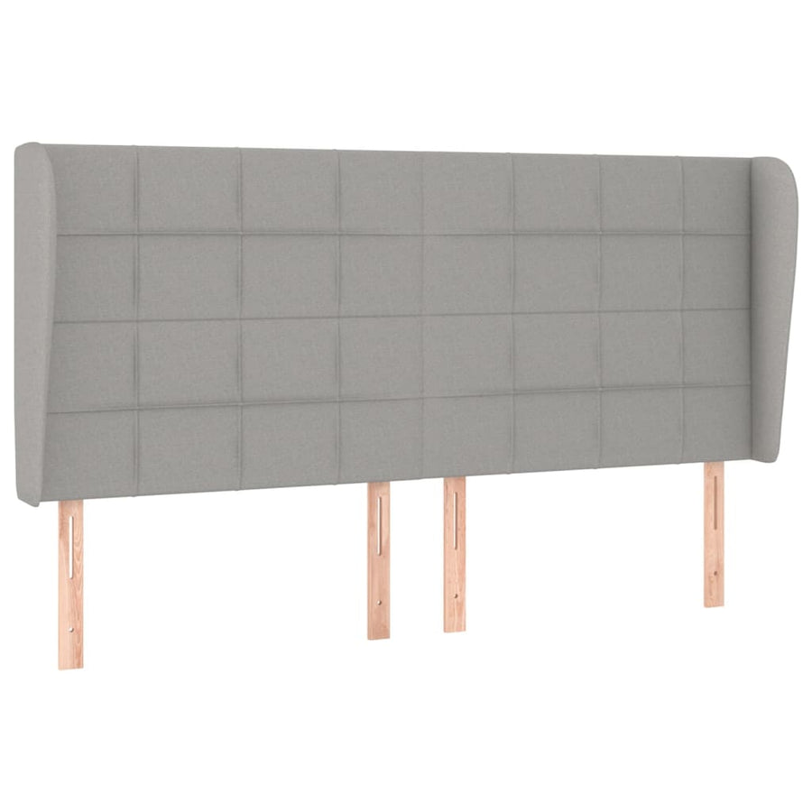 Hoofdbord met randen 163x23x118/128 cm stof lichtgrijs 163 x 23 x 118/128 cm Lichtgrijs