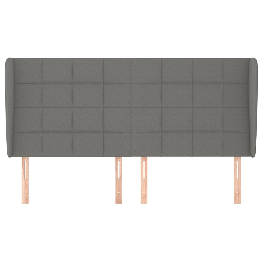 Hoofdbord met randen 163x23x118/128 cm stof donkergrijs 163 x 23 x 118/128 cm Donkergrijs