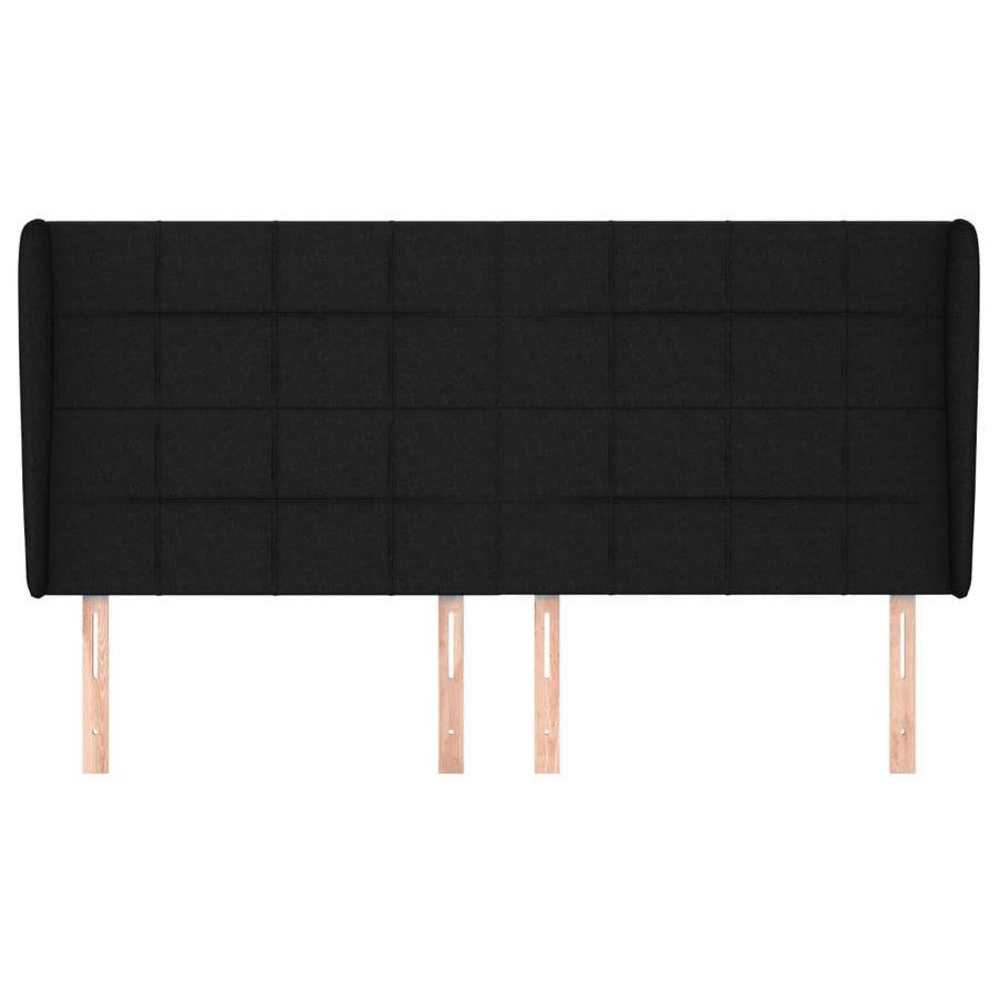 Hoofdbord met randen 163x23x118/128 cm stof zwart 163 x 23 x 118/128 cm Zwart