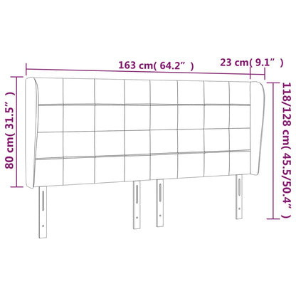 Hoofdbord met randen 163x23x118/128 cm stof donkerbruin 163 x 23 x 118/128 cm Donkerbruin
