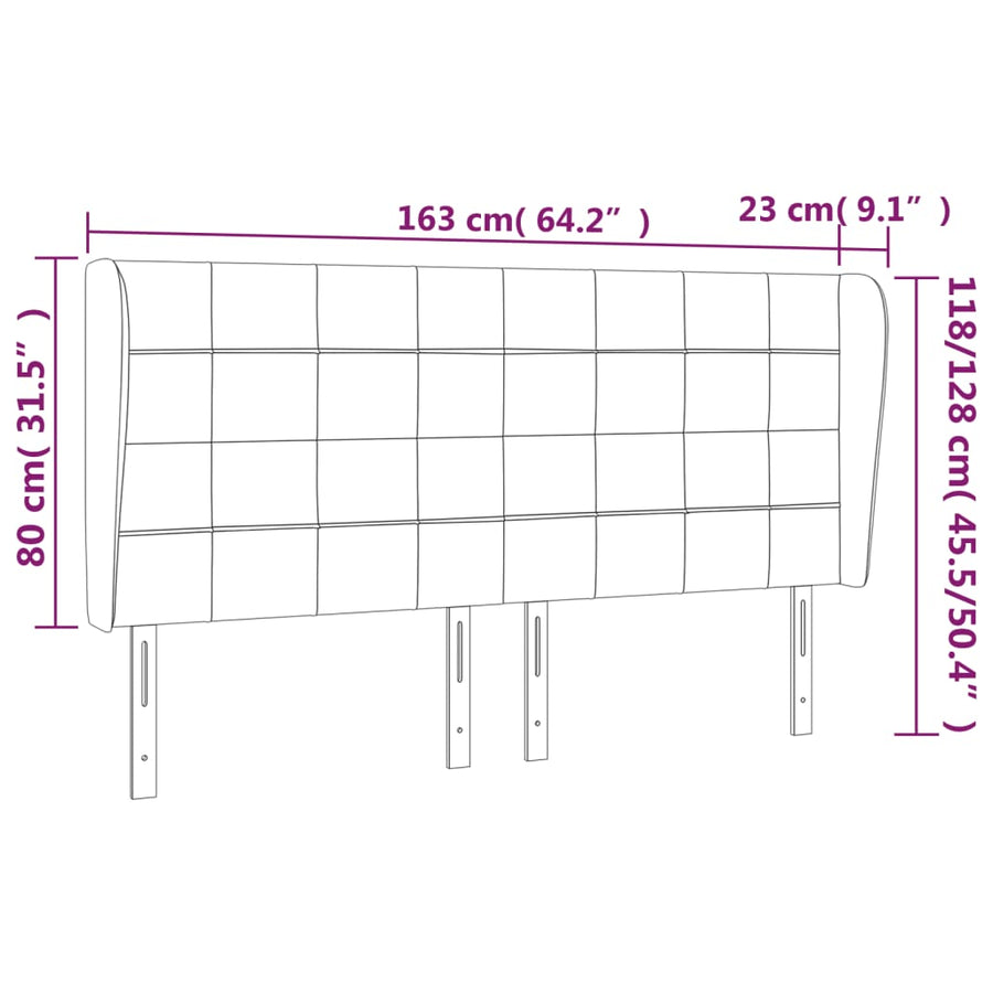 Hoofdbord met randen 163x23x118/128 cm stof donkerbruin 163 x 23 x 118/128 cm Donkerbruin
