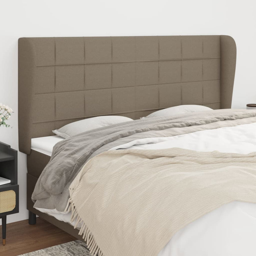 Hoofdbord met randen 163x23x118/128 cm stof taupe 163 x 23 x 118/128 cm Taupe