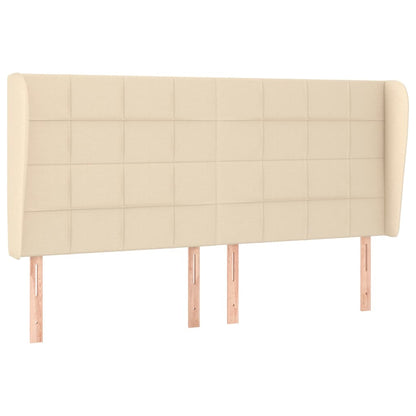 Hoofdbord met randen 163x23x118/128 cm stof crèmekleurig 163 x 23 x 118/128 cm Crème