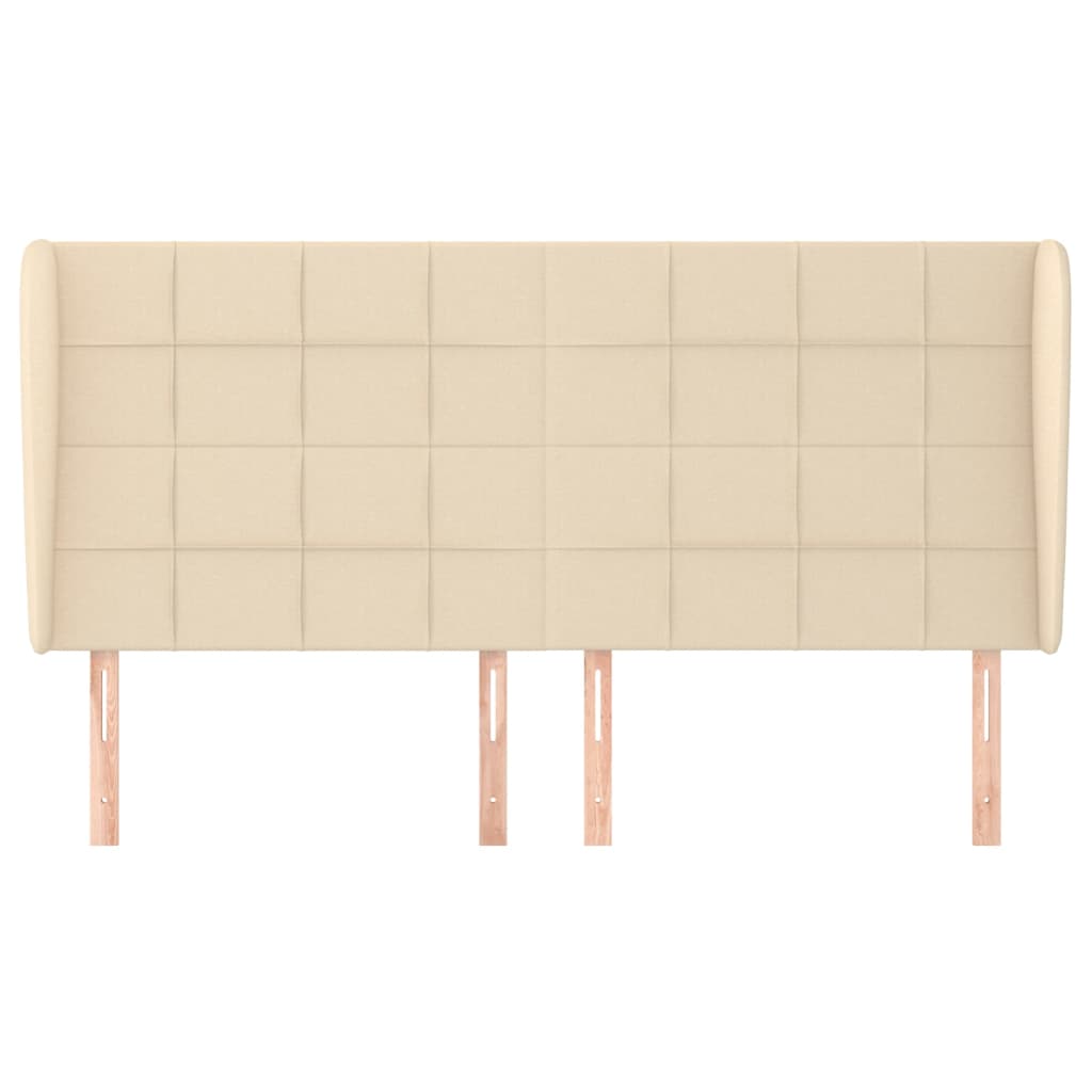 Hoofdbord met randen 163x23x118/128 cm stof crèmekleurig 163 x 23 x 118/128 cm Crème