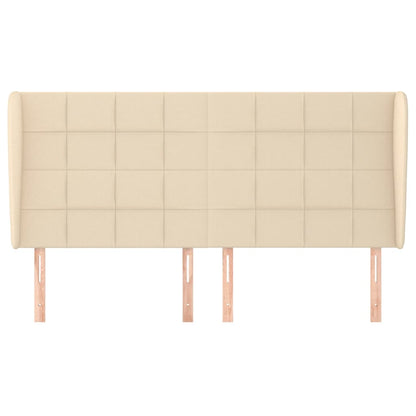 Hoofdbord met randen 163x23x118/128 cm stof crèmekleurig 163 x 23 x 118/128 cm Crème