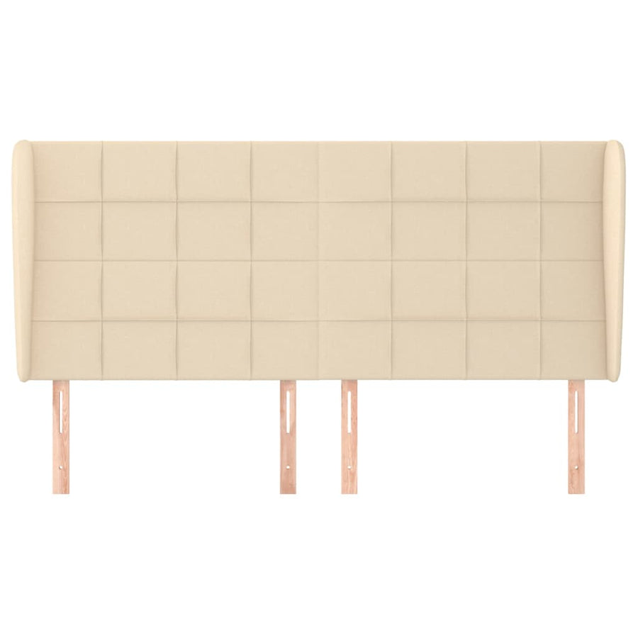 Hoofdbord met randen 163x23x118/128 cm stof crèmekleurig 163 x 23 x 118/128 cm Crème