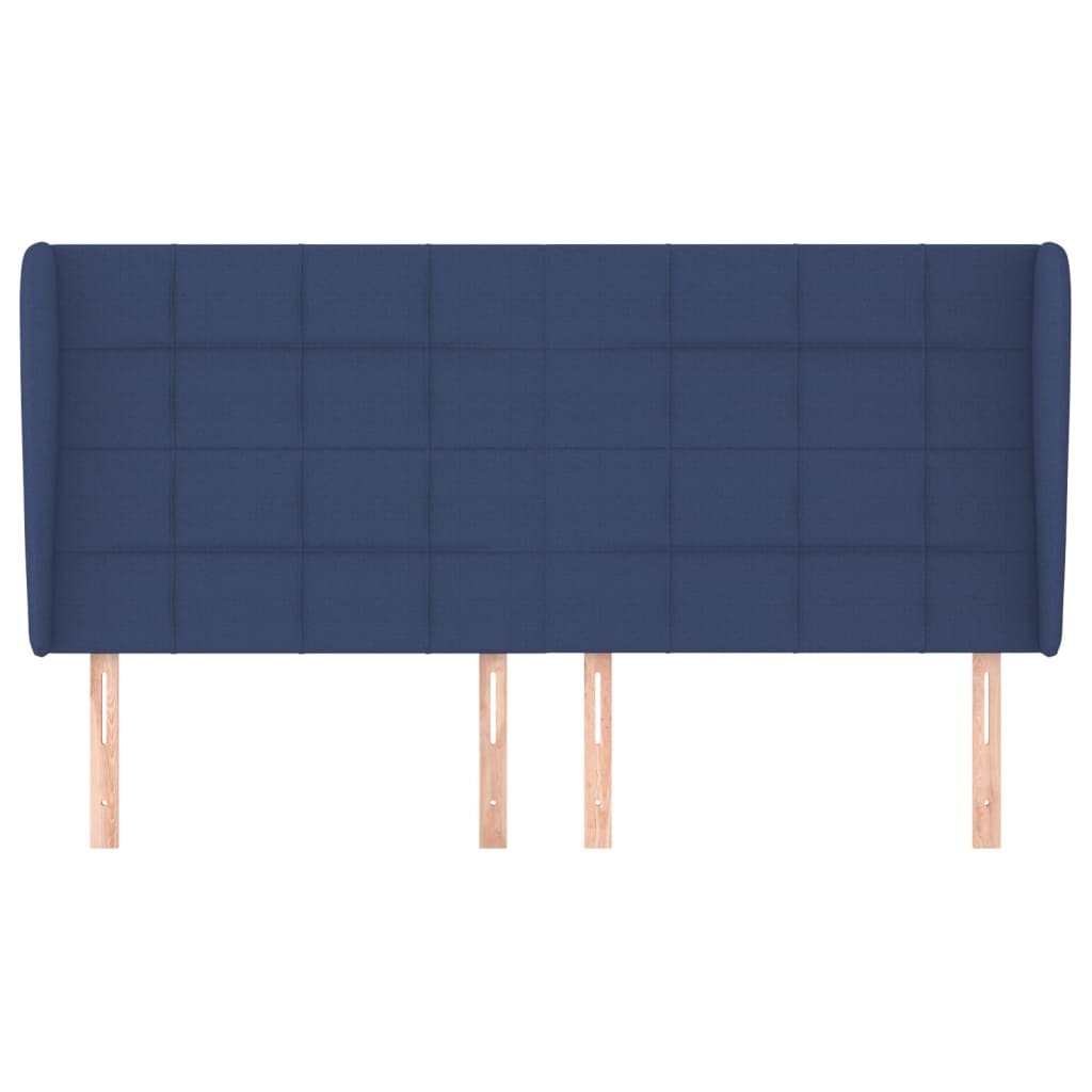 Hoofdbord met randen 163x23x118/128 cm stof blauw 163 x 23 x 118/128 cm Blauw
