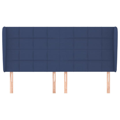 Hoofdbord met randen 163x23x118/128 cm stof blauw 163 x 23 x 118/128 cm Blauw