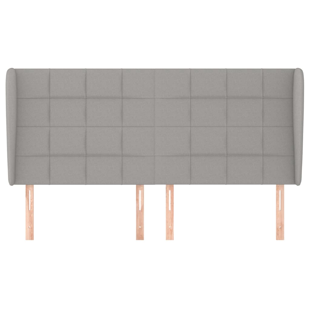 Hoofdbord met randen 183x23x118/128 cm stof lichtgrijs 183 x 23 x 118/128 cm Lichtgrijs