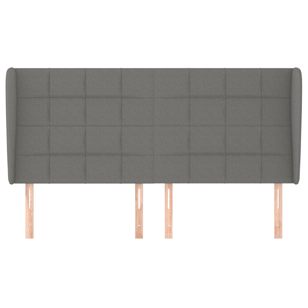 Hoofdbord met randen 183x23x118/128 cm stof donkergrijs 183 x 23 x 118/128 cm Donkergrijs