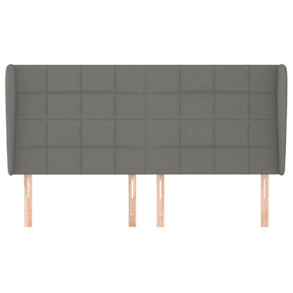 Hoofdbord met randen 183x23x118/128 cm stof donkergrijs 183 x 23 x 118/128 cm Donkergrijs
