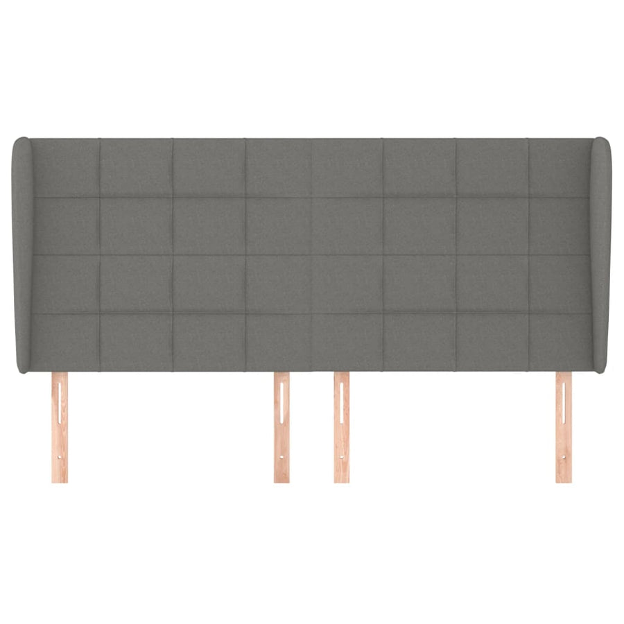 Hoofdbord met randen 183x23x118/128 cm stof donkergrijs 183 x 23 x 118/128 cm Donkergrijs