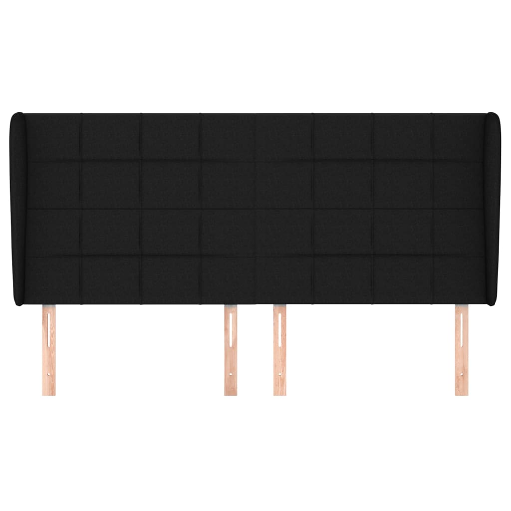 Hoofdbord met randen 183x23x118/128 cm stof zwart 183 x 23 x 118/128 cm Zwart