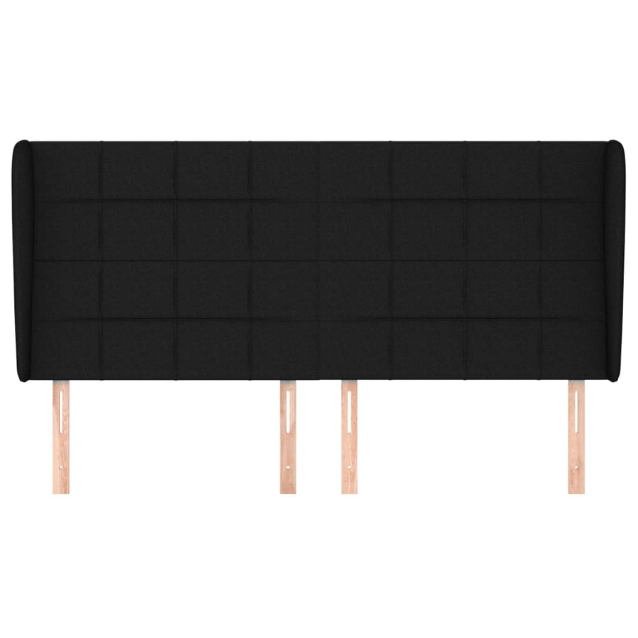 Hoofdbord met randen 183x23x118/128 cm stof zwart 183 x 23 x 118/128 cm Zwart