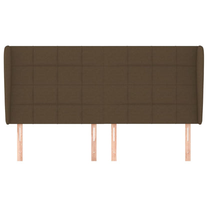 Hoofdbord Met Randen Stof 183 x 23 x 118/128 cm Donkerbruin