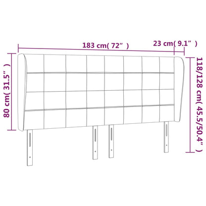 Hoofdbord Met Randen Stof 183 x 23 x 118/128 cm Donkerbruin