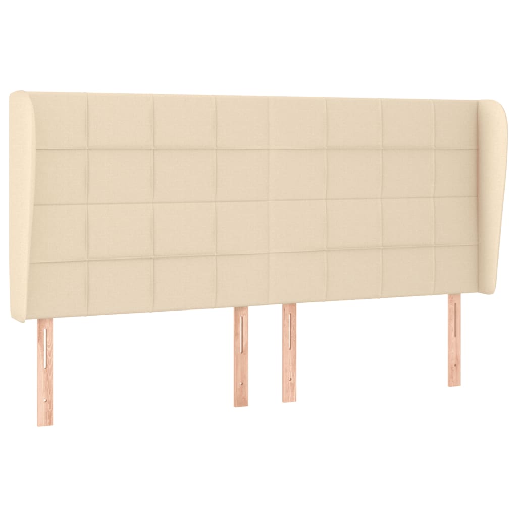 Hoofdbord Met Randen Stof Kleurig 183 x 23 x 118/128 cm Crème