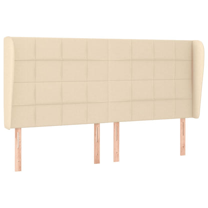 Hoofdbord Met Randen Stof Kleurig 183 x 23 x 118/128 cm Crème