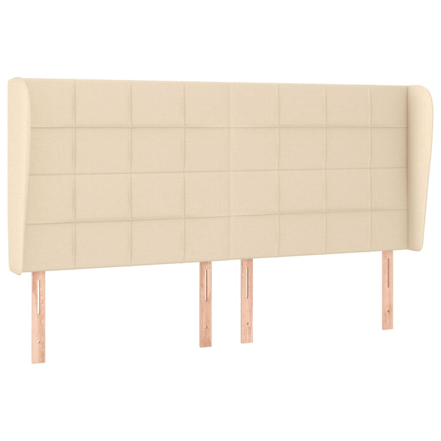 Hoofdbord Met Randen Stof Kleurig 183 x 23 x 118/128 cm Crème