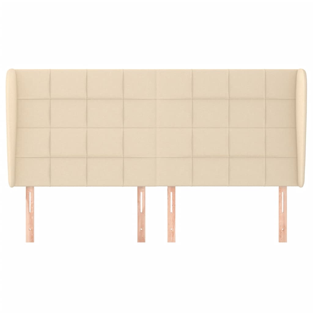 Hoofdbord Met Randen Stof Kleurig 183 x 23 x 118/128 cm Crème