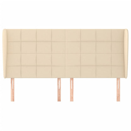 Hoofdbord Met Randen Stof Kleurig 183 x 23 x 118/128 cm Crème