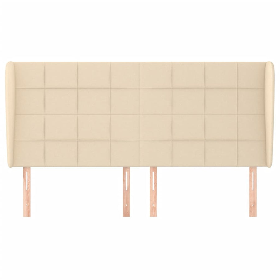 Hoofdbord Met Randen Stof Kleurig 183 x 23 x 118/128 cm Crème