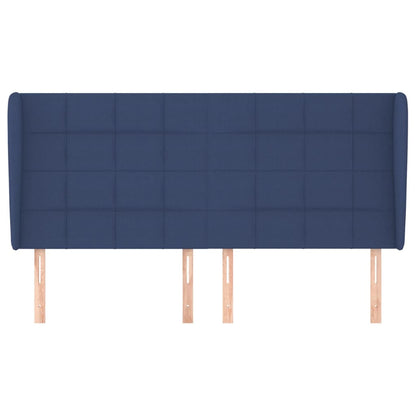 Hoofdbord Met Randen Stof 183 x 23 x 118/128 cm Blauw
