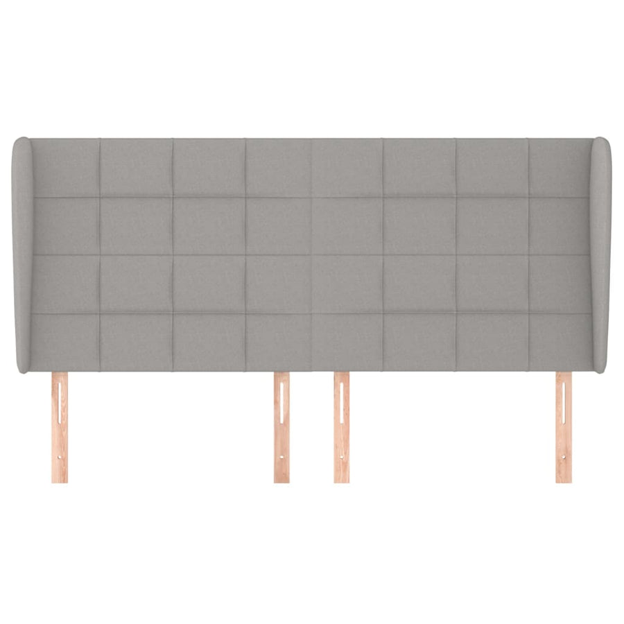Hoofdbord met randen 203x23x118/128 cm stof lichtgrijs 203 x 23 x 118/128 cm Lichtgrijs