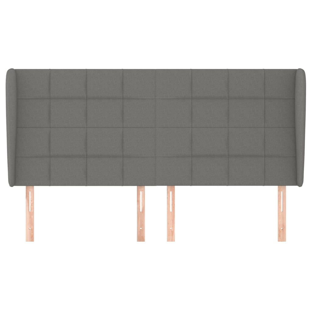 Hoofdbord met randen 203x23x118/128 cm stof donkergrijs 203 x 23 x 118/128 cm Donkergrijs