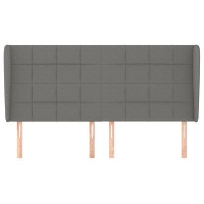 Hoofdbord met randen 203x23x118/128 cm stof donkergrijs 203 x 23 x 118/128 cm Donkergrijs