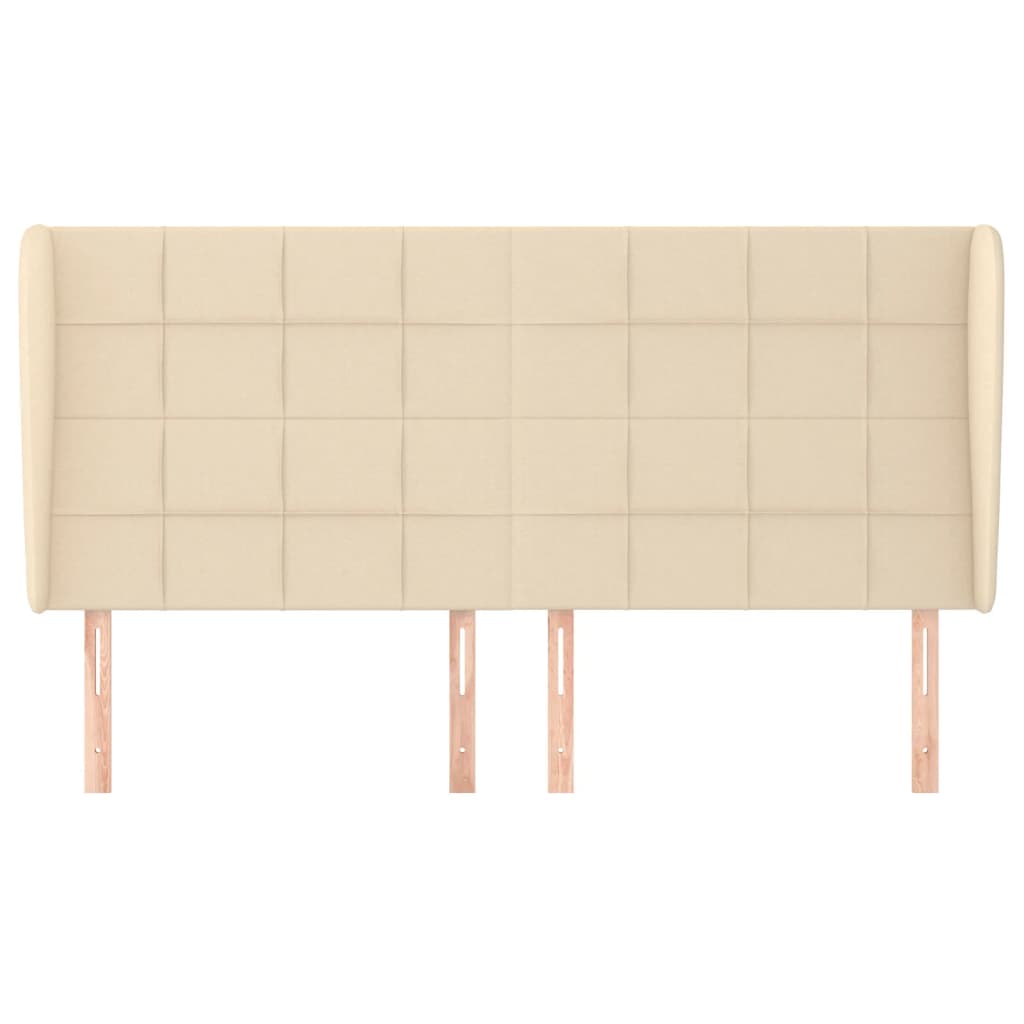 Hoofdbord Met Randen Stof Kleurig 203 x 23 x 118/128 cm Crème