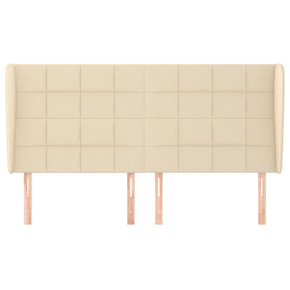 Hoofdbord Met Randen Stof Kleurig 203 x 23 x 118/128 cm Crème