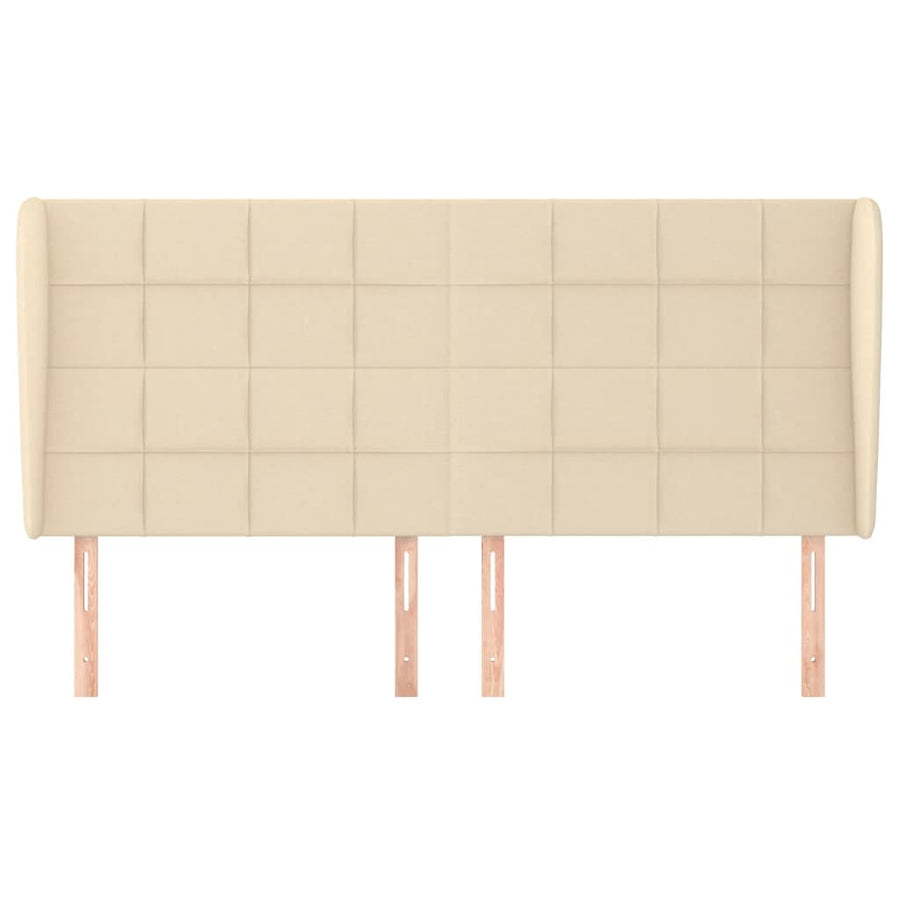 Hoofdbord Met Randen Stof Kleurig 203 x 23 x 118/128 cm Crème