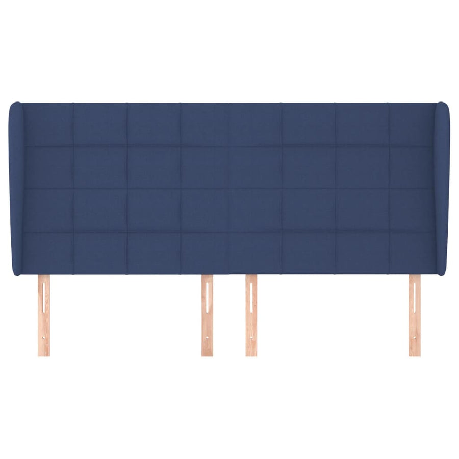 Hoofdbord Met Randen Stof 203 x 23 x 118/128 cm Blauw