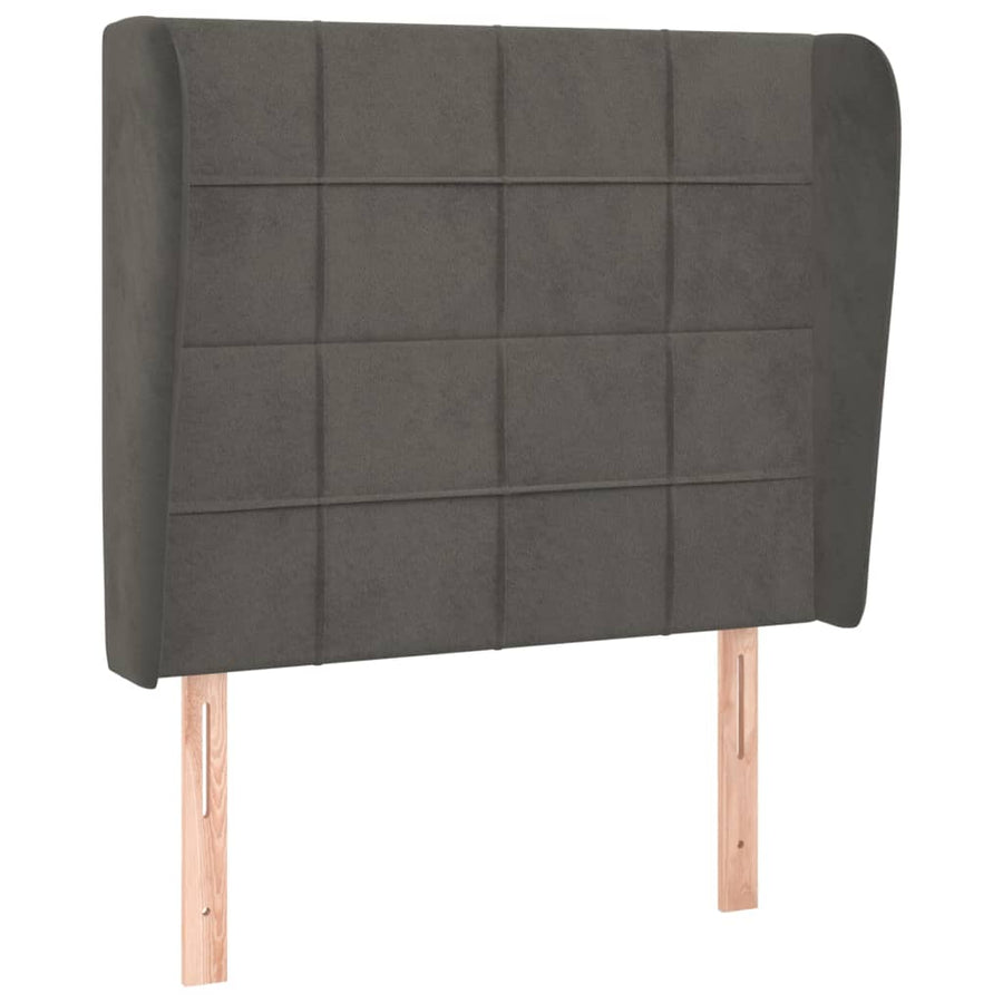 Hoofdbord met randen 83x23x118/128 cm fluweel donkergrijs 83 x 23 x 118/128 cm Donkergrijs