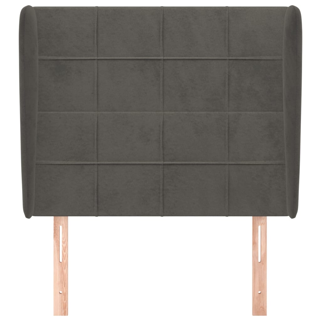 Hoofdbord met randen 83x23x118/128 cm fluweel donkergrijs 83 x 23 x 118/128 cm Donkergrijs