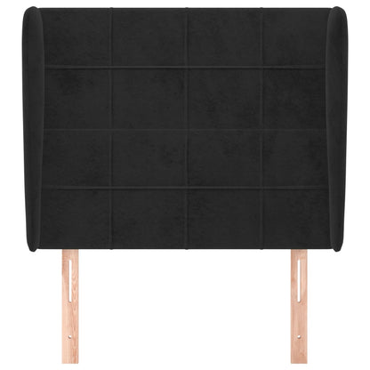 Hoofdbord met randen 83x23x118/128 cm fluweel zwart 83 x 23 x 118/128 cm Zwart