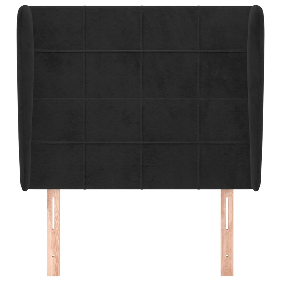 Hoofdbord met randen 83x23x118/128 cm fluweel zwart 83 x 23 x 118/128 cm Zwart