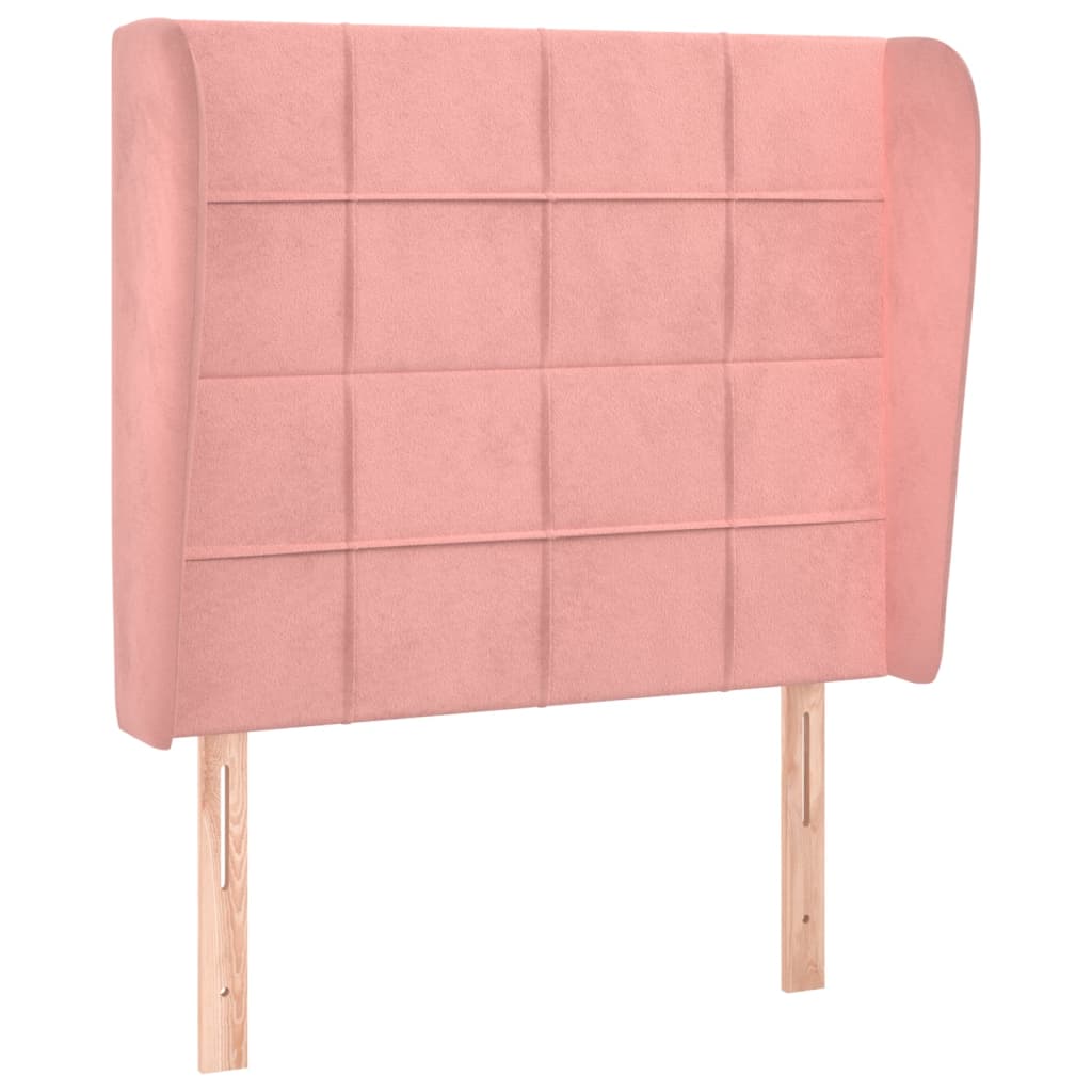 Hoofdbord met randen 83x23x118/128 cm fluweel roze 83 x 23 x 118/128 cm Roze