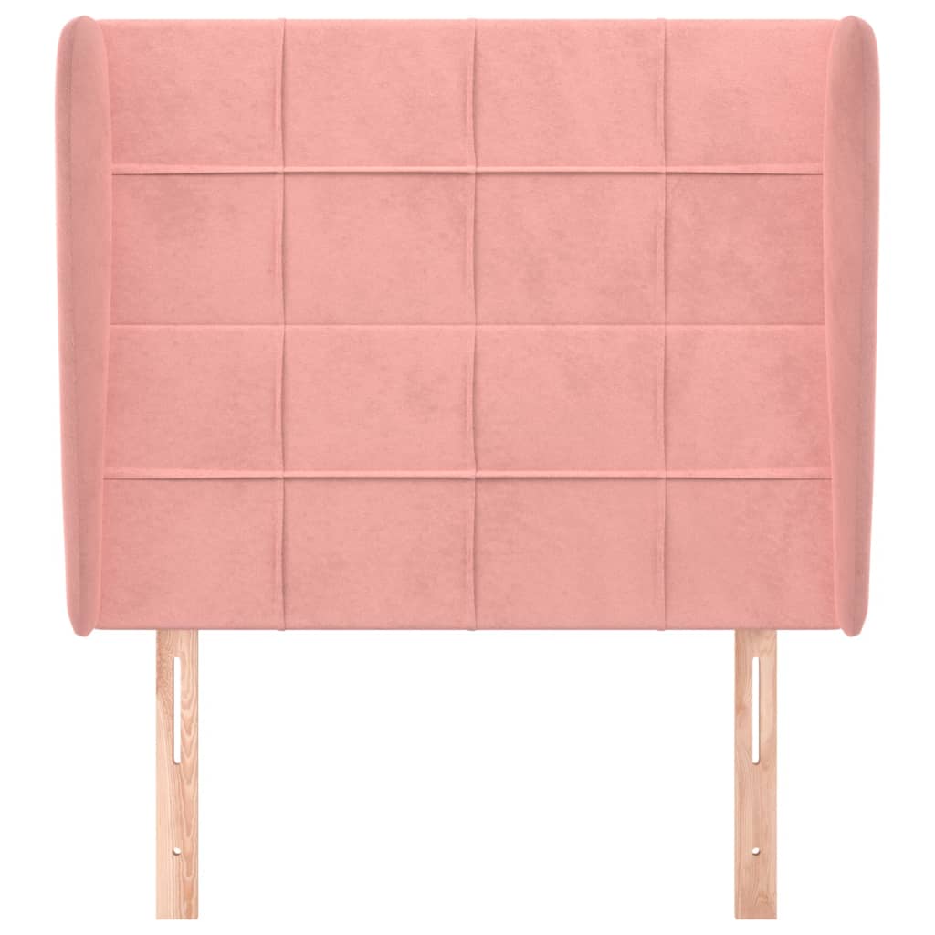 Hoofdbord met randen 83x23x118/128 cm fluweel roze 83 x 23 x 118/128 cm Roze