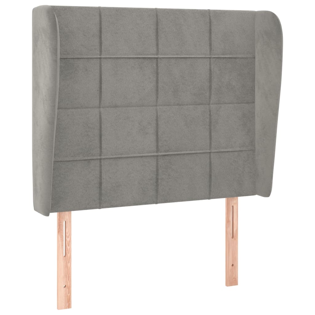 Hoofdbord met randen 93x23x118/128 cm fluweel lichtgrijs 93 x 23 x 118/128 cm Lichtgrijs
