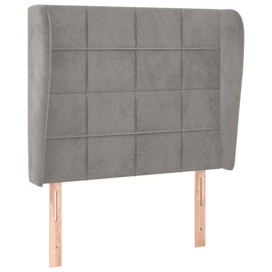 Hoofdbord met randen 93x23x118/128 cm fluweel lichtgrijs 93 x 23 x 118/128 cm Lichtgrijs